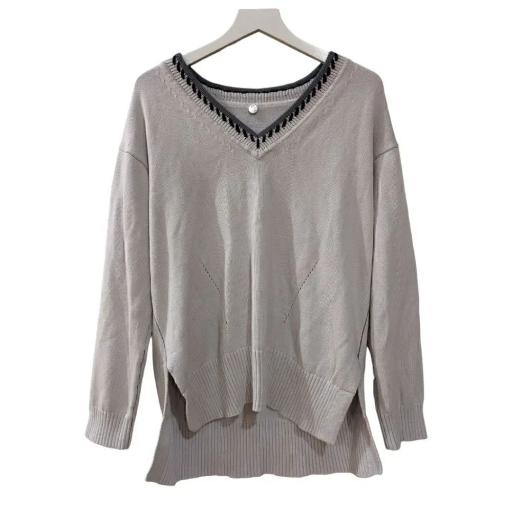 Margaret O'Leary Women's V-Neck Knit Sweater Long Tail Size L/XL Light Lavender